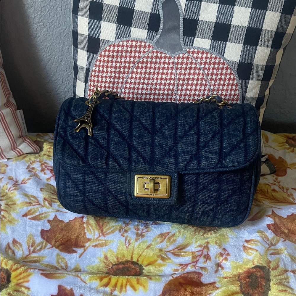 Karl Lagerfeld Navy Quilted Shoulder Bag